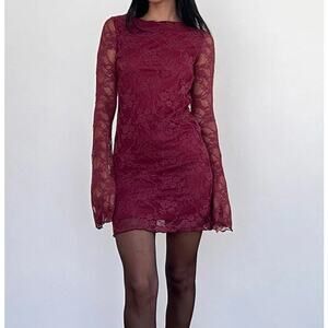 NWT Burgundy lace Sevila Mini Dress by Motel Size S